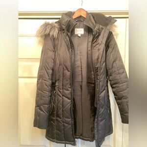 Nautica, womens, black mid length winter coat. Gentle wear.